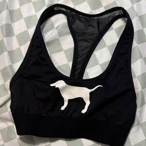 Victoria's Secret Black Sports Bra with White Dog Design